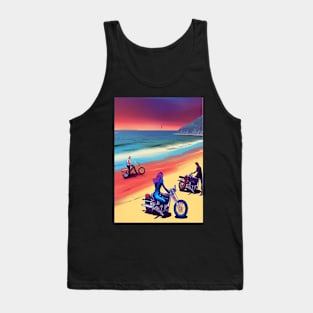 COOL GROUP MEET ON BEACH WITH MOTORCYCLES RETRO Tank Top